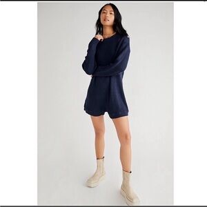 Free people Navy Blue Knit Sweater romper